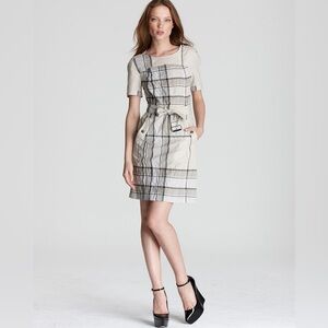 Burberry Brit Belted Check Cotton Dress in Plaid Nova Check Style, Size US 6